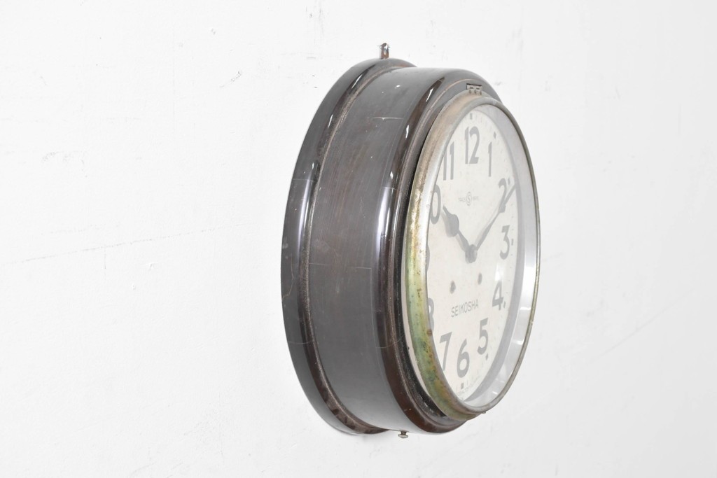 和製アンティーク　精工舎(SEIKOSHA、セイコー)　素朴でシンプルな丸型掛け時計　(R-086839)