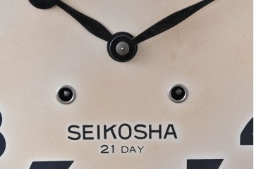 和製アンティーク　精工舎(SEIKOSHA、セイコー)　21DAY　黒いフレームが渋い味わいの丸型掛け時計　(R-086840)