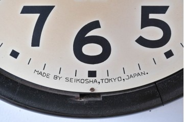 和製アンティーク　精工舎(SEIKOSHA、セイコー)　21DAY　黒いフレームが渋い味わいの丸型掛け時計　(R-086840)