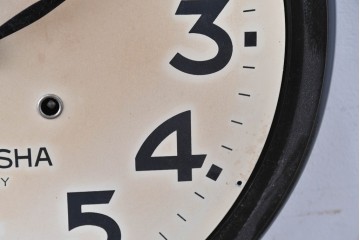 和製アンティーク　精工舎(SEIKOSHA、セイコー)　21DAY　黒いフレームが渋い味わいの丸型掛け時計　(R-086840)