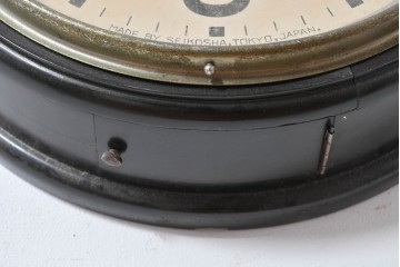 和製アンティーク　精工舎(SEIKOSHA、セイコー)　21DAY　黒いフレームが渋い味わいの丸型掛け時計　(R-086840)