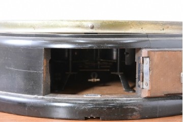 和製アンティーク　精工舎(SEIKOSHA、セイコー)　21DAY　黒いフレームが渋い味わいの丸型掛け時計　(R-086840)