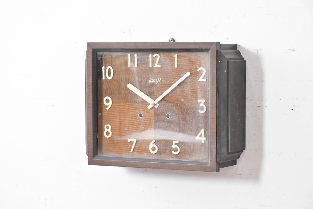 和製アンティーク　Meiji(明治時計社)　市松風の文字盤デザインがおしゃれな掛け時計　(R-086841)