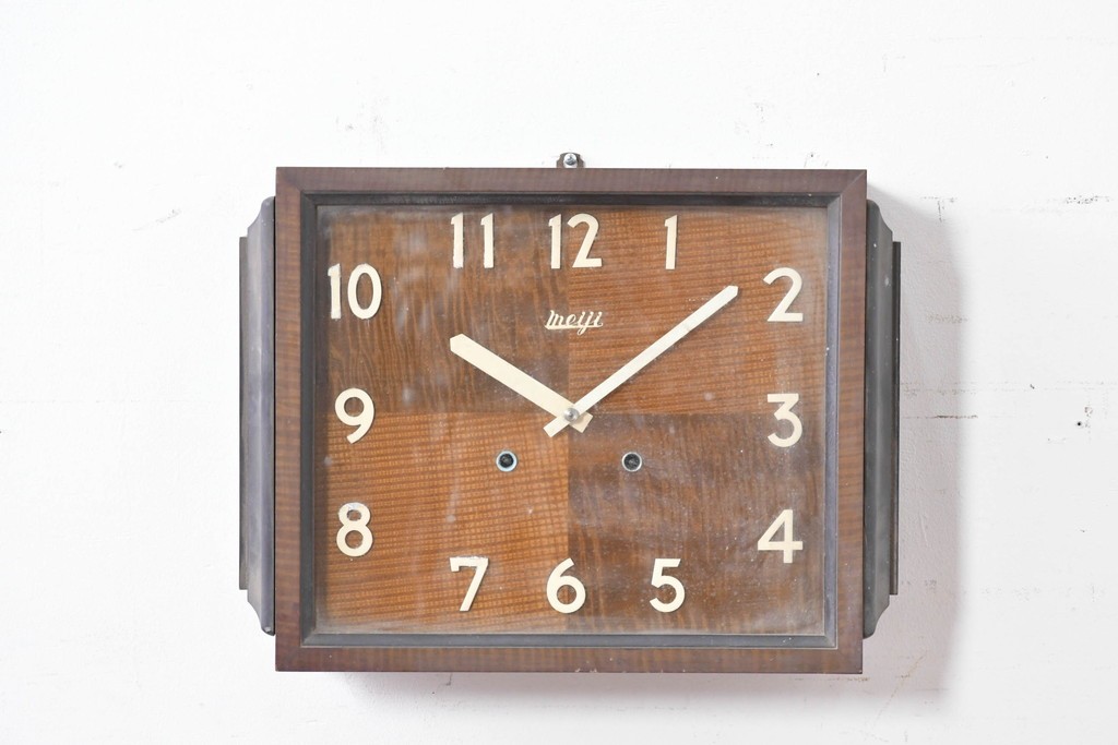 和製アンティーク　Meiji(明治時計社)　市松風の文字盤デザインがおしゃれな掛け時計　(R-086841)