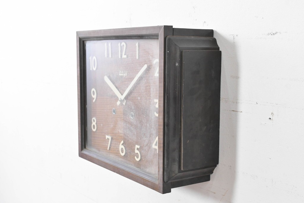 和製アンティーク　Meiji(明治時計社)　市松風の文字盤デザインがおしゃれな掛け時計　(R-086841)