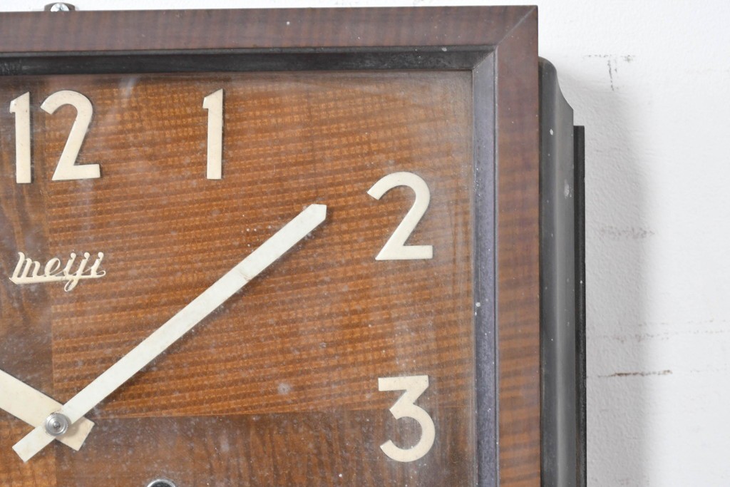 和製アンティーク　Meiji(明治時計社)　市松風の文字盤デザインがおしゃれな掛け時計　(R-086841)
