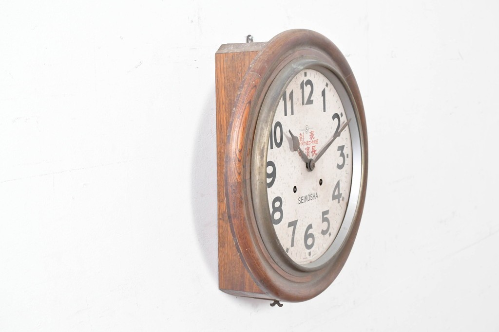 和製アンティーク　精工舎(SEIKOSHA、セイコー)　大きな数字の文字盤が魅力の丸型掛け時計　(R-086842)