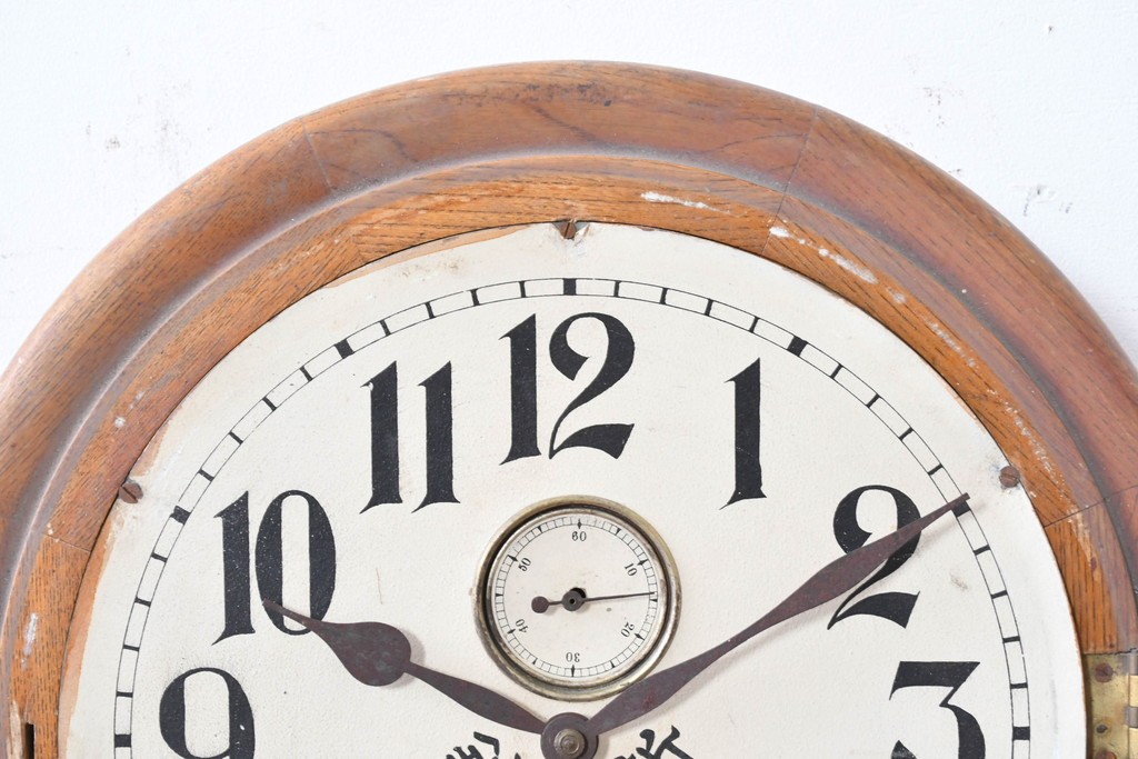 和製アンティーク　文字盤デザインが目を惹く丸型掛け時計　(R-086843)