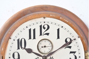 和製アンティーク　文字盤デザインが目を惹く丸型掛け時計　(R-086843)