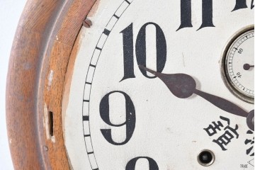 和製アンティーク　文字盤デザインが目を惹く丸型掛け時計　(R-086843)