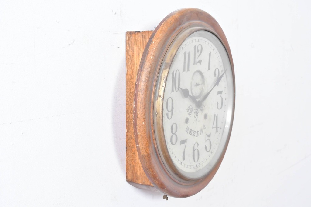 和製アンティーク　文字盤デザインが目を惹く丸型掛け時計　(R-086843)