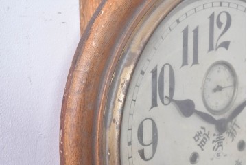 和製アンティーク　文字盤デザインが目を惹く丸型掛け時計　(R-086843)