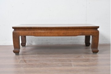 和製アンティーク　栃(トチ)材　希少な縮み杢が使用された飴色の座卓　(R-086848)