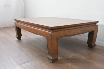 和製アンティーク　栃(トチ)材　希少な縮み杢が使用された飴色の座卓　(R-086848)