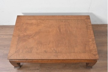 和製アンティーク　栃(トチ)材　希少な縮み杢が使用された飴色の座卓　(R-086848)