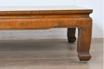 和製アンティーク　栃(トチ)材　希少な縮み杢が使用された飴色の座卓　(R-086848)