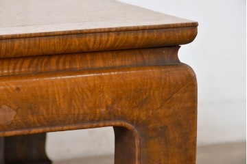 和製アンティーク　栃(トチ)材　希少な縮み杢が使用された飴色の座卓　(R-086848)