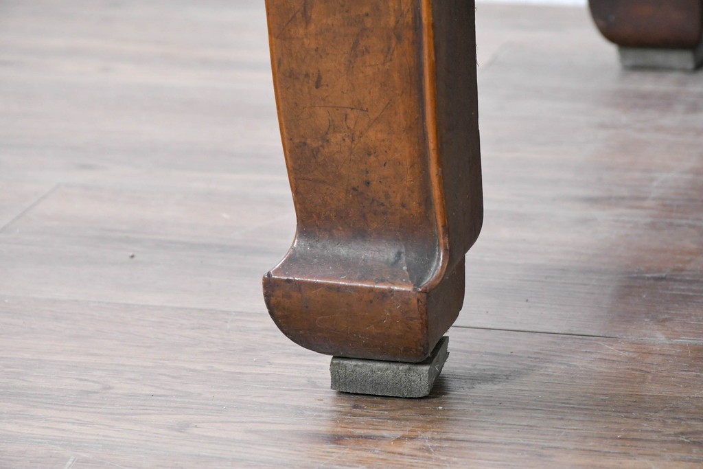 和製アンティーク　栃(トチ)材　希少な縮み杢が使用された飴色の座卓　(R-086848)