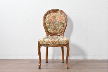 中古　イタリア高級輸入家具　華やかなゴブラン織りのダイニングチェア　(R-086849)