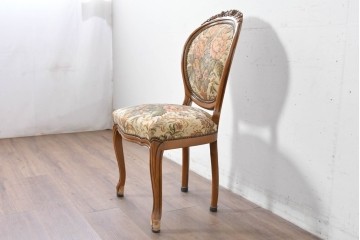 中古　イタリア高級輸入家具　華やかなゴブラン織りのダイニングチェア　(R-086849)