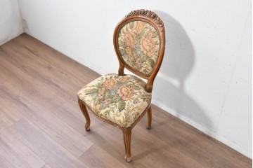 中古　イタリア高級輸入家具　華やかなゴブラン織りのダイニングチェア　(R-086849)