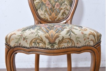 中古　イタリア高級輸入家具　華やかなゴブラン織りのダイニングチェア　(R-086849)