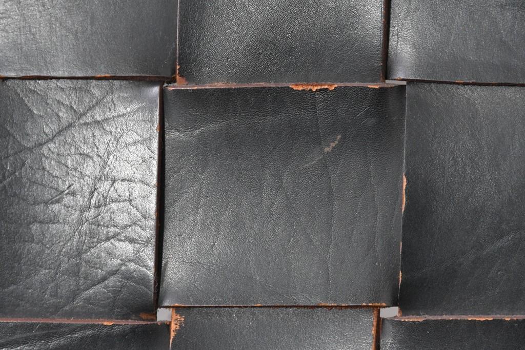 スペインヴィンテージ　Pierre Lottier(ピエール・ロティエ)　本革を格子状に編み込んだスリッパチェア　(R-086850)