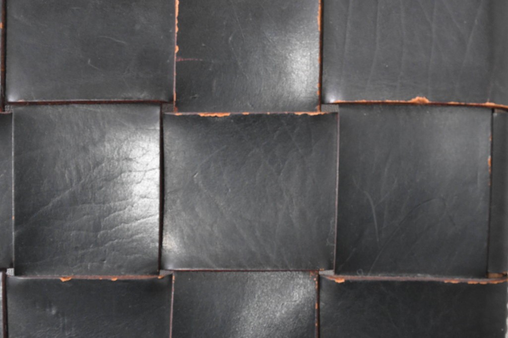 スペインヴィンテージ　Pierre Lottier(ピエール・ロティエ)　本革を格子状に編み込んだスリッパチェア　(R-086850)