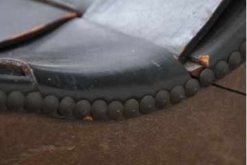 スペインヴィンテージ　Pierre Lottier(ピエール・ロティエ)　本革を格子状に編み込んだスリッパチェア　(R-086850)