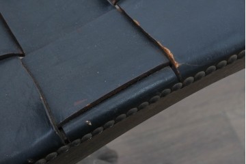 スペインヴィンテージ　Pierre Lottier(ピエール・ロティエ)　本革を格子状に編み込んだスリッパチェア　(R-086850)