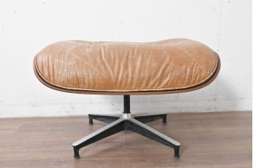 【ジャンク品】　アメリカヴィンテージ　Hermanmiller(ハーマンミラー社)　ローズウッド材　本革シートのイームズラウンジチェア&オットマンのセット　定価約113万円　(R-086852)