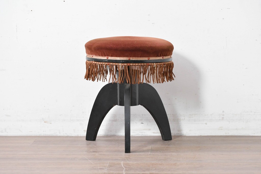 和製ヴィンテージ　クラシカルなフリンジ飾り付きのピアノスツール　(R-086853)