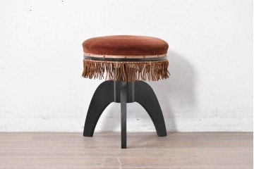 和製ヴィンテージ　クラシカルなフリンジ飾り付きのピアノスツール　(R-086853)