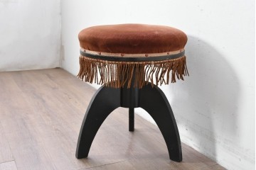 和製ヴィンテージ　クラシカルなフリンジ飾り付きのピアノスツール　(R-086853)