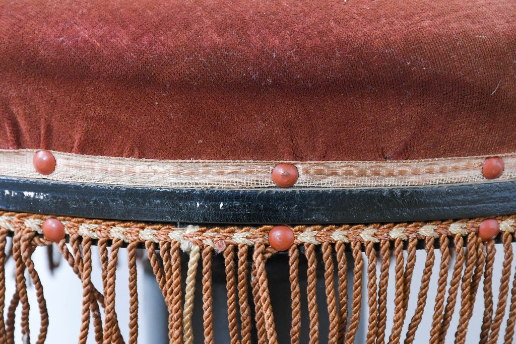 和製ヴィンテージ　クラシカルなフリンジ飾り付きのピアノスツール　(R-086853)