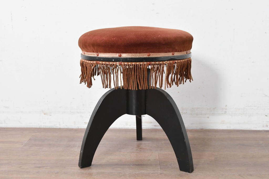 和製ヴィンテージ　クラシカルなフリンジ飾り付きのピアノスツール　(R-086853)
