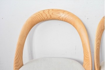 中古　イタリア製　porada(ポラダ)　Ester(エスター)シリーズ　ナチュラルアッシュ　曲線が美しいダイニングチェア4脚セット　定価(4脚合計)約137万円　(R-086854)