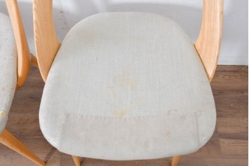 中古　イタリア製　porada(ポラダ)　Ester(エスター)シリーズ　ナチュラルアッシュ　曲線が美しいダイニングチェア4脚セット　定価(4脚合計)約137万円　(R-086854)