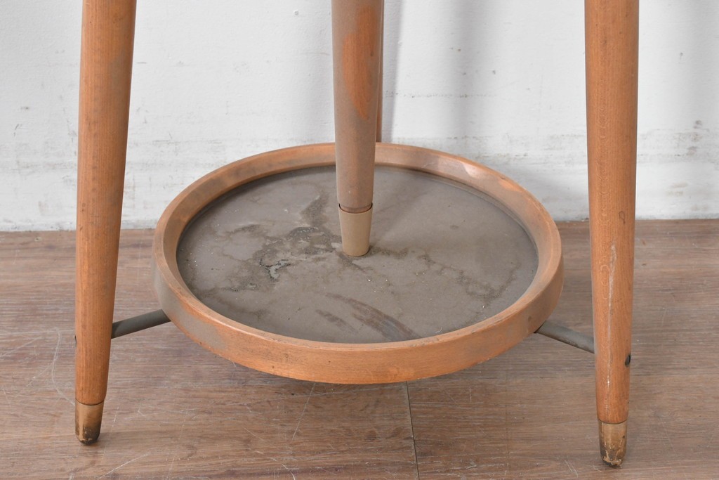 和製ヴィンテージ　秋田木工　曲げ木の優美な傘立て付きポールハンガー　(R-086856)