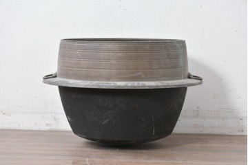 昭和中期　真鍮製　持ち手の付いた特大サイズの羽釜　(R-086857)