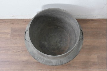 昭和中期　真鍮製　持ち手の付いた特大サイズの羽釜　(R-086857)