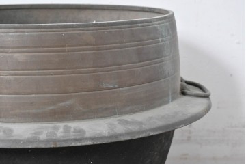 昭和中期　真鍮製　持ち手の付いた特大サイズの羽釜　(R-086857)