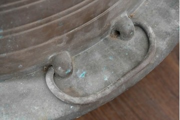 昭和中期　真鍮製　持ち手の付いた特大サイズの羽釜　(R-086857)