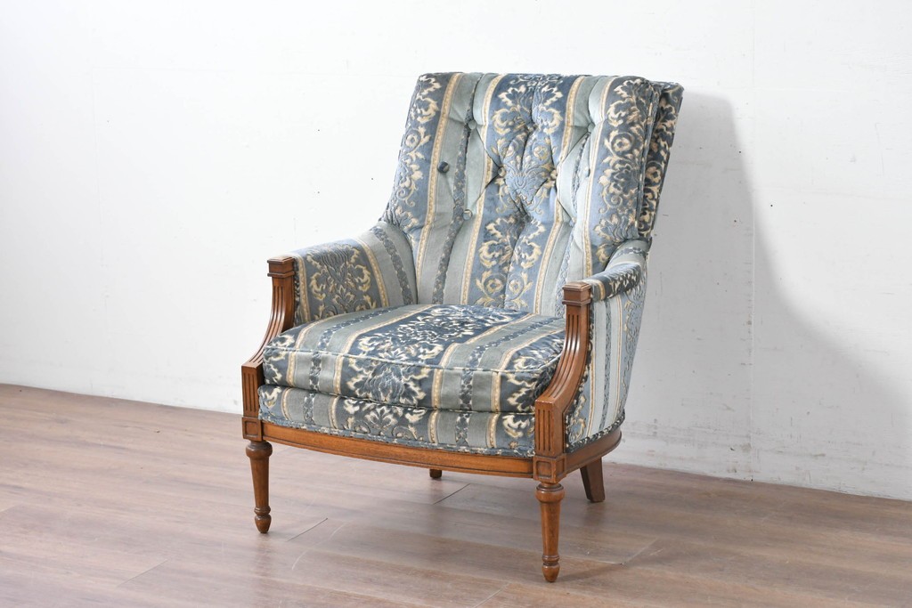 中古　DREXEL HERITAGE(ドレクセルヘリテイジ)　アカンサス紋様のジャガード織りが上品なラウンジチェア　(R-086858)