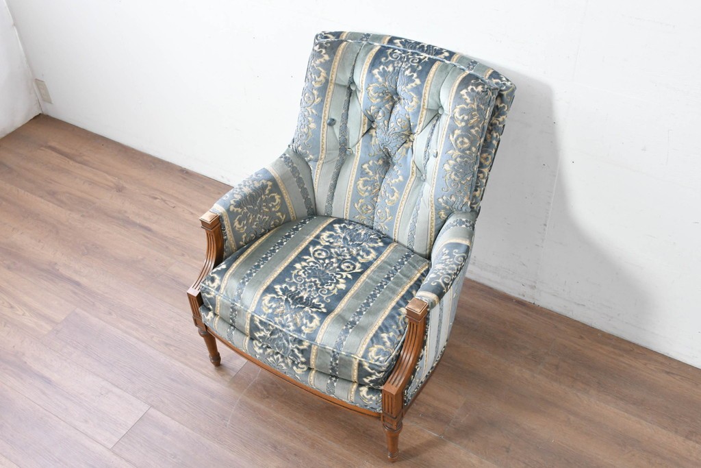 中古　DREXEL HERITAGE(ドレクセルヘリテイジ)　アカンサス紋様のジャガード織りが上品なラウンジチェア　(R-086858)