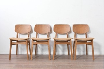 中古　トラックファニチャー(TRUCK FURNITURE)　楢(ナラ)材　ナチュラルな素材感が魅力のTORCH(トーチ)チェア4脚セット　定価(4脚合計)約32万7千円　(R-086861)