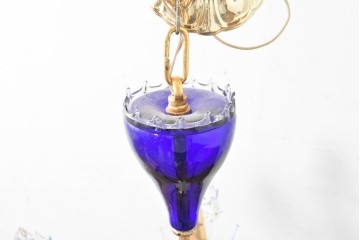 中古　イタリア製　ルミナベッラ取り扱い　De Majo(デ・マヨ)　ムラーノガラスの鮮やかなブルーが映える6灯シャンデリア　定価推定100万円以上　(R-086863)