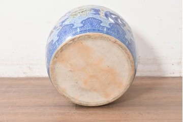 【簡易リペア限定品】　和製アンティーク　玉取獅子(獅子・鞠)モチーフの瀬戸火鉢　(R-086864)