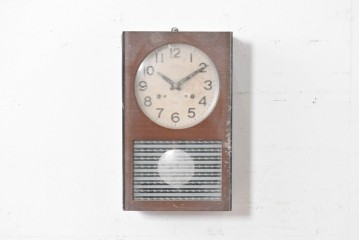 和製ヴィンテージ　精工舎(SEIKOSHA、セイコー)　ガラス窓の幾何学模様が印象的なスクエア型振り子時計　(R-086868)