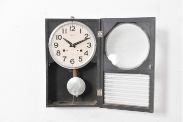 和製ヴィンテージ　精工舎(SEIKOSHA、セイコー)　ガラス窓の幾何学模様が印象的なスクエア型振り子時計　(R-086868)